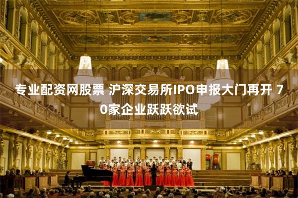 专业配资网股票 沪深交易所IPO申报大门再开 70家企业跃跃欲试